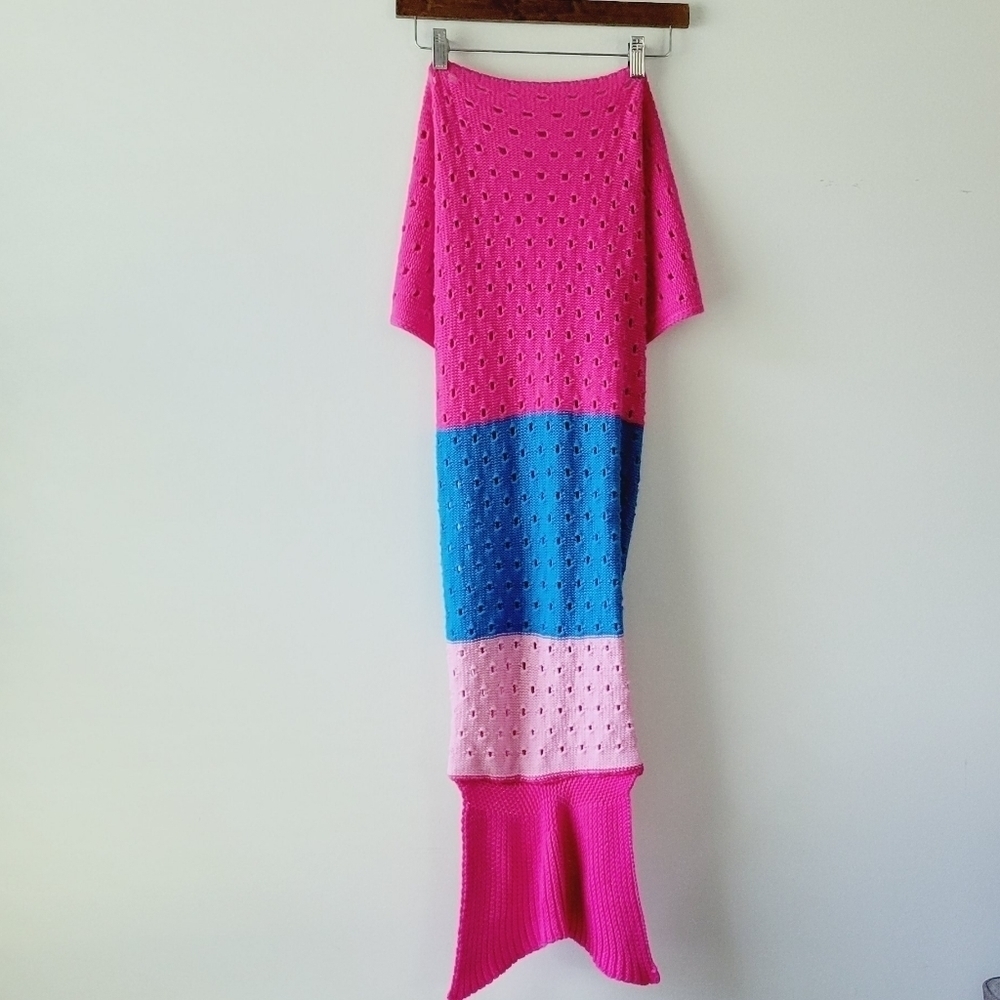 Mermaid pink and blue crochet tail for girls